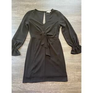 She + Sky Knot Long Sleeve Midi Dress - Black Size S